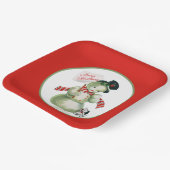 Retro Weihnachtsschneemann Weihnachtsfeier Pappteller (Gewinkelt)