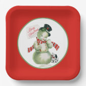 Retro Weihnachtsschneemann Weihnachtsfeier Pappteller (Vorderseite)
