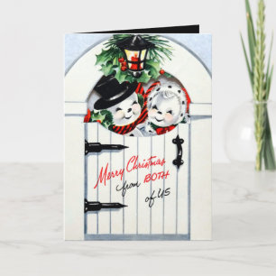 Retro-Weihnachtsschneepaar Feiertagskarte