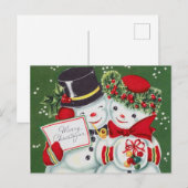 Retro-Weihnachtsschneepaar Feiertagspostkarte (Vorne/Hinten)