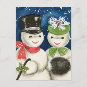 Retro-Weihnachtsschneepaar Feiertagspostkarte