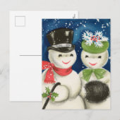 Retro-Weihnachtsschneepaar Feiertagspostkarte (Vorne/Hinten)