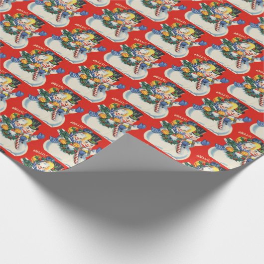 Retro-Weihnachtsschneepaar Geschenkpapier (Ecke)