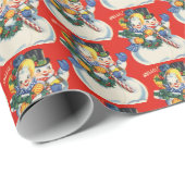 Retro-Weihnachtsschneepaar Geschenkpapier (Rolleneckpunkt)