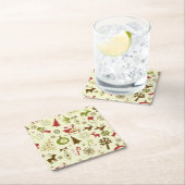 Retro Weihnachtsskizze-nahtloses Muster Rechteckiger Pappuntersetzer (Vor Ort)