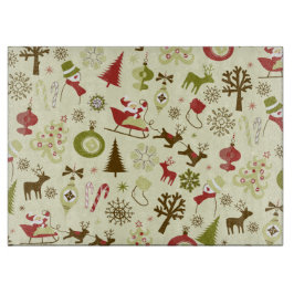 Retro Weihnachtsskizze-nahtloses Muster Schneidebrett