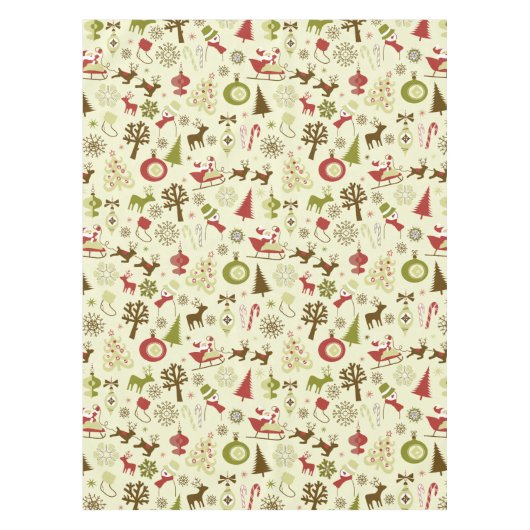 Retro Weihnachtsskizze-nahtloses Muster Tischdecke (Vorderseite)