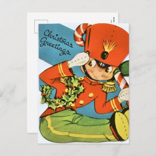 Retro-Weihnachtssoldat Feiertagspostkarte (Vorne/Hinten)