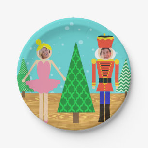 Retro Weihnachtsspielzeug-Parade-Foto-Papierplatte Pappteller