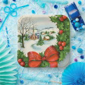 Retro-Weihnachtsstadt Feiertag Pappteller (Party)