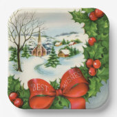 Retro-Weihnachtsstadt Feiertag Pappteller (Vorderseite)