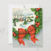 Retro-Weihnachtsstadt hinzufügen Stimmung Feiertagskarte (Vorderseite)