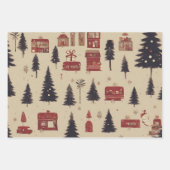 Retro Weihnachtsstadt Illustration Geschenkpapier Set (Vorderseite 3)