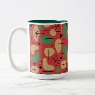 Retro-Weihnachtsstarbursts im Stil der Mitte des 2 Zweifarbige Tasse