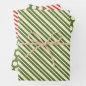 Retro Weihnachtssteine und Streifen Olive Green & Geschenkpapier Set (Beispiel)
