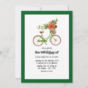 Retro-Weihnachtsstern-Fahrrad-Weihnachtshochzeit Einladung