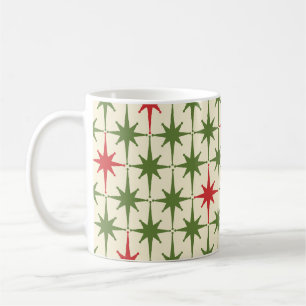Retro-Weihnachtssterne im Stil der Mitte des 20. J Kaffeetasse