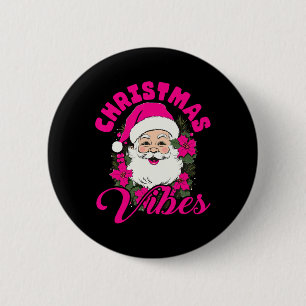 Retro-Weihnachtsstimmung Rosa Weihnachtsmann Lusti Button