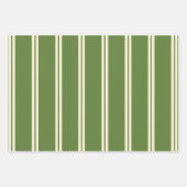 Retro Weihnachtsstreifen in Olive Green, Rot, Crem Geschenkpapier Set (Vorderseite 3)