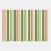 Retro Weihnachtsstreifen in Olive Green, Rot, Crem Geschenkpapier Set (Vorderseite 2)