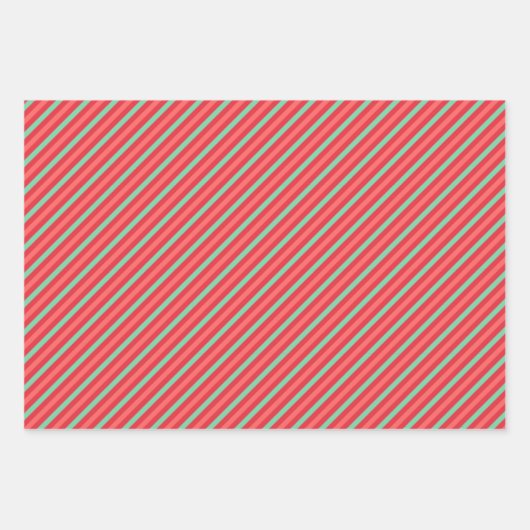 Retro Weihnachtsstreifen, Polka Dots, Rentier Geschenkpapier Set (Vorderseite 2)