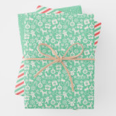 Retro Weihnachtsstreifen, Polka Dots, Rentier Geschenkpapier Set (Beispiel)