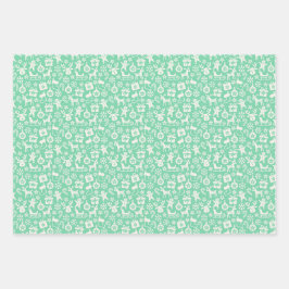 Retro Weihnachtsstreifen, Polka Dots, Rentier Geschenkpapier Set