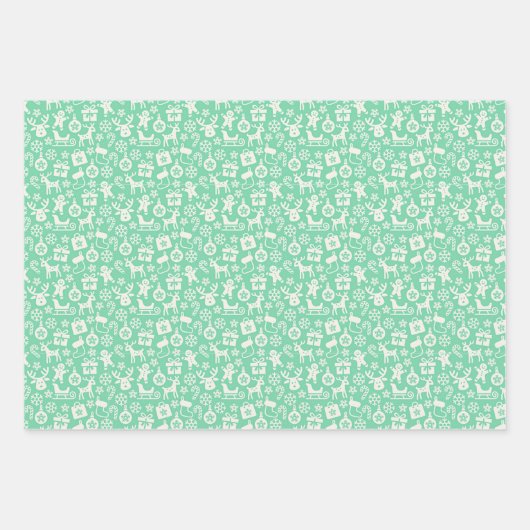 Retro Weihnachtsstreifen, Polka Dots, Rentier Geschenkpapier Set (Vorderseite)