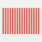 Retro Weihnachtsstreifen Rote Creme Geschenkpapier Set (Vorderseite 2)