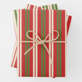 Retro Weihnachtsstreifen Rote Creme Geschenkpapier Set (Beispiel)