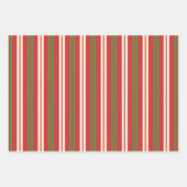 Retro Weihnachtsstreifen Rote Creme Geschenkpapier Set (Vorderseite)