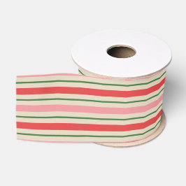 Retro-Weihnachtsstreifenmuster Rosa Ripsband