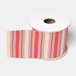 Retro-Weihnachtsstreifenmuster Rosa Ripsband