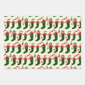Retro-Weihnachtsstrümpfe Geschenkpapier Set (Vorderseite)