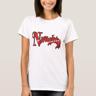 Retro-Weihnachtstext, Unartig in roten Buchstaben T-Shirt