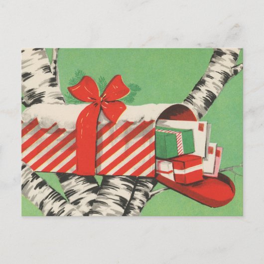 Retro-Weihnachtstheke Feiertagspostkarte (Vorderseite)