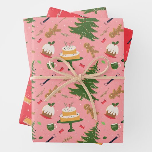 Retro-Weihnachtsverpackung Geschenkpapier Set (Beispiel)