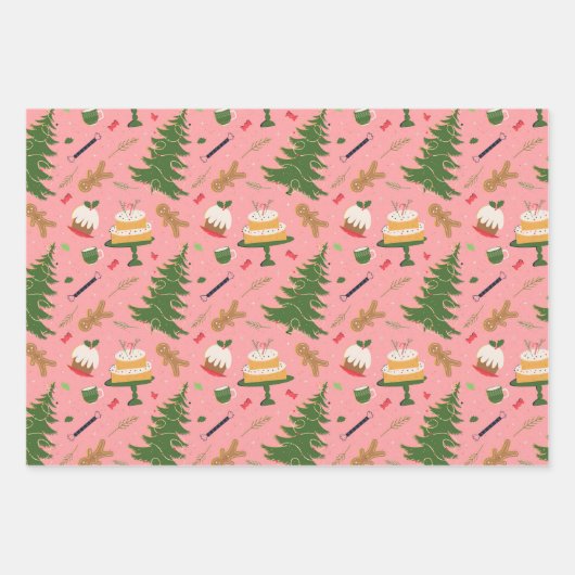 Retro-Weihnachtsverpackung Geschenkpapier Set (Vorderseite)