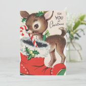 Retro-Weihnachtsweih hinzufügen Stimmung Feiertagskarte (Stehend Vorderseite)