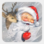 Retro Weihnachtsweihnachtsnachtsaufkleber Quadratischer Aufkleber (Vorderseite)
