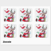 Retro Weihnachtsweihnachtsnachtsaufkleber Quadratischer Aufkleber (Blatt)