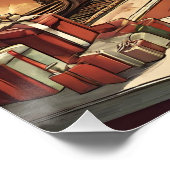 Retro Weihnachtswohnzimmer mit Weihnachtsbaum Poster (Ecke)