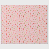 Retro Weihnachtswrapping Paper 1950s Stars on Pink Geschenkpapier (Flach)