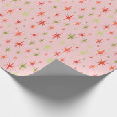 Retro Weihnachtswrapping Paper 1950s Stars on Pink Geschenkpapier (Ecke)