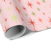 Retro Weihnachtswrapping Paper 1950s Stars on Pink Geschenkpapier (Rolleneckpunkt)