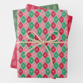 Retro-Weihnachtswrapping Paper Flat Sheet Set 3 Geschenkpapier Set (Beispiel)