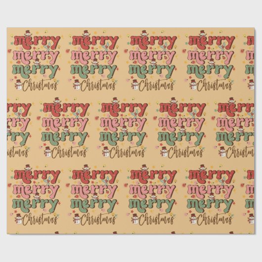 Retro Weihnachtswrapping Paper Geschenkpapier (Flach)