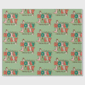 Retro Weihnachtswrapping Paper Geschenkpapier (Flach)