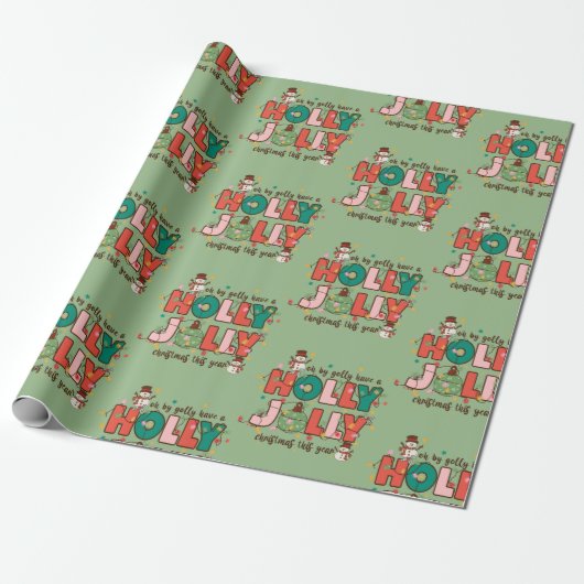Retro Weihnachtswrapping Paper Geschenkpapier (Ungerollt)