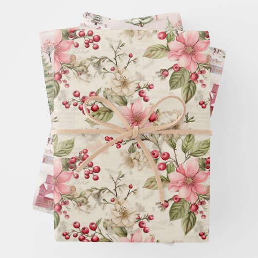 Retro Weihnachtswrapping Paper Geschenkpapier Set (Beispiel)